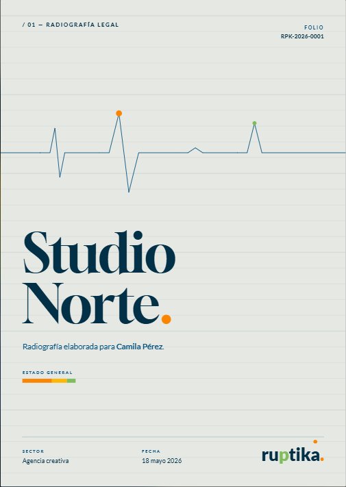 Portada de un ejemplo de Radiografía Legal Ruptika