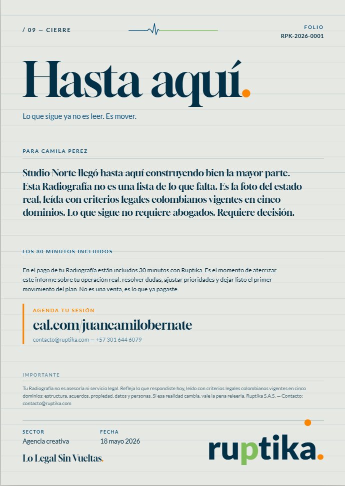 Página de cierre del informe con los 30 minutos incluidos